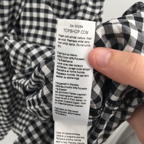 Topshop Gingham Print Wrap Mini Dress Short Sleeve White/Black Size 6 NWT - Picture 9 of 9